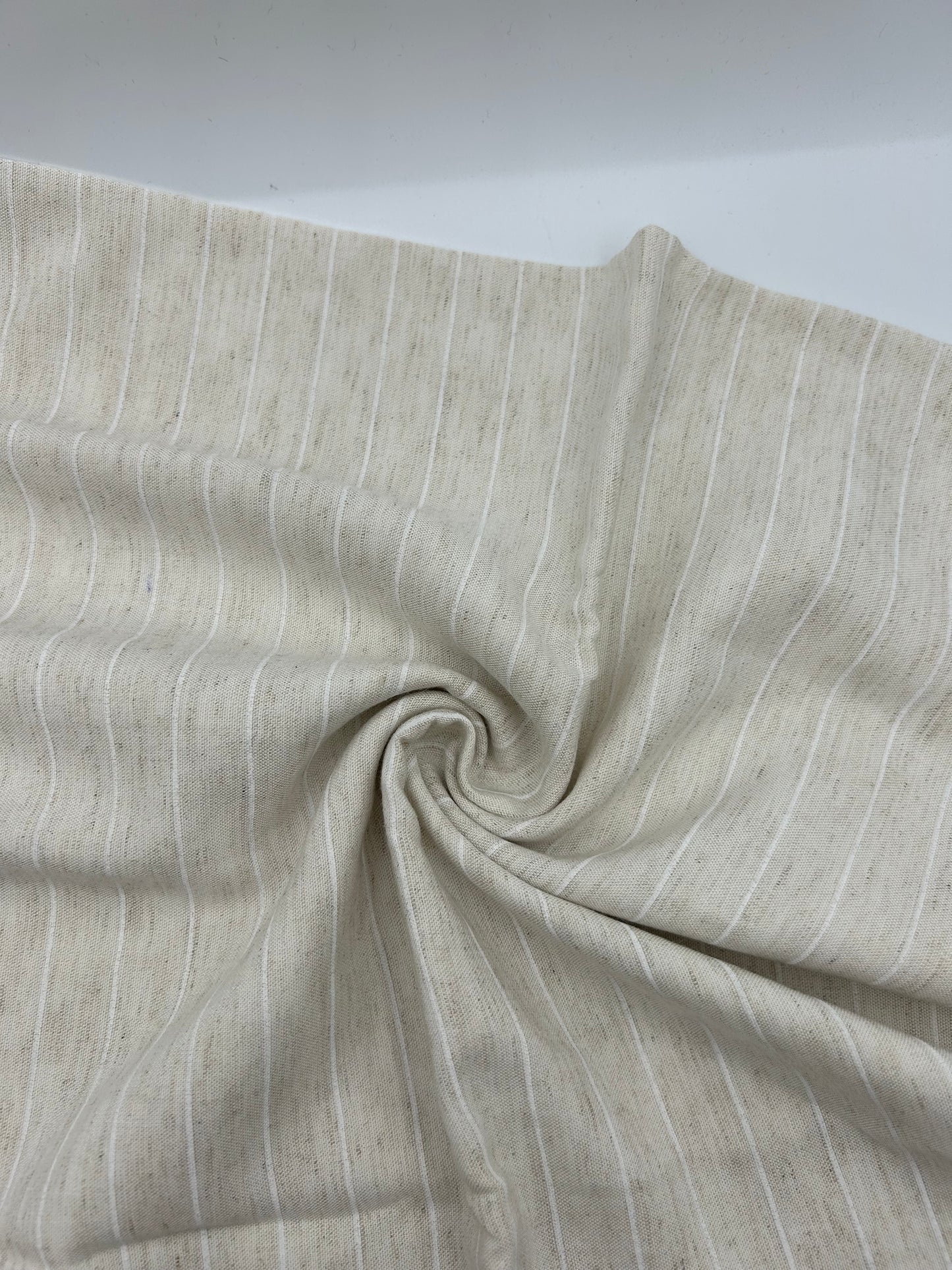 Viskon Keten Kumaş - Natural Çizgili