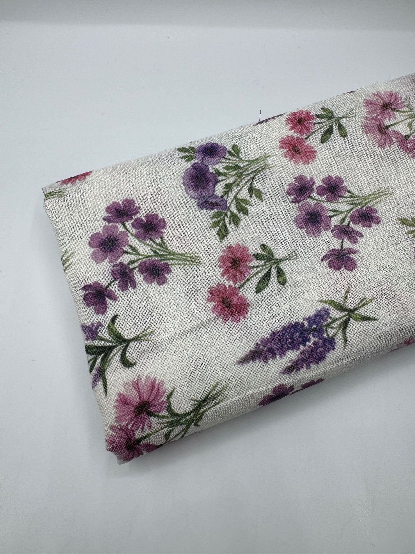 %100 Keten Kumaş - Desenli