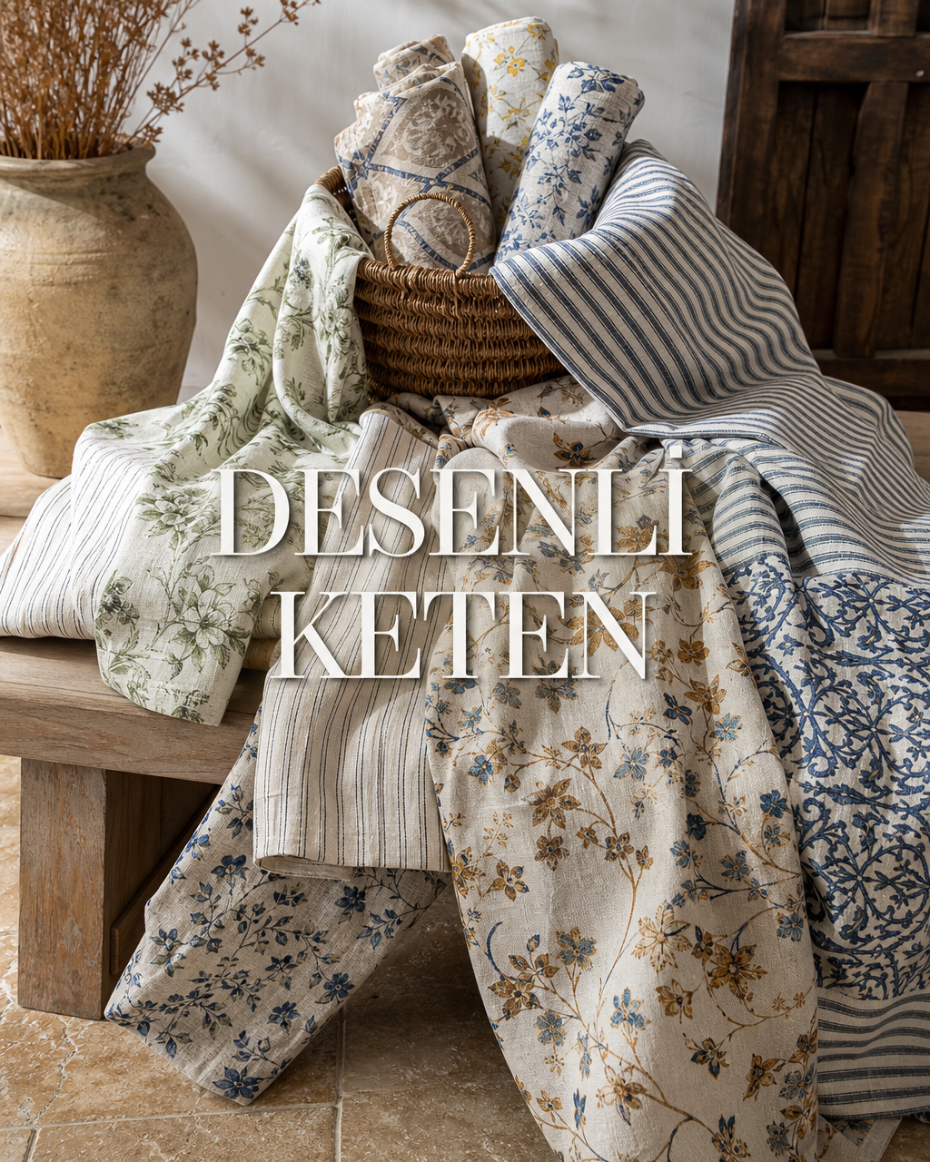 Desenli %100 Keten Kumaşlar