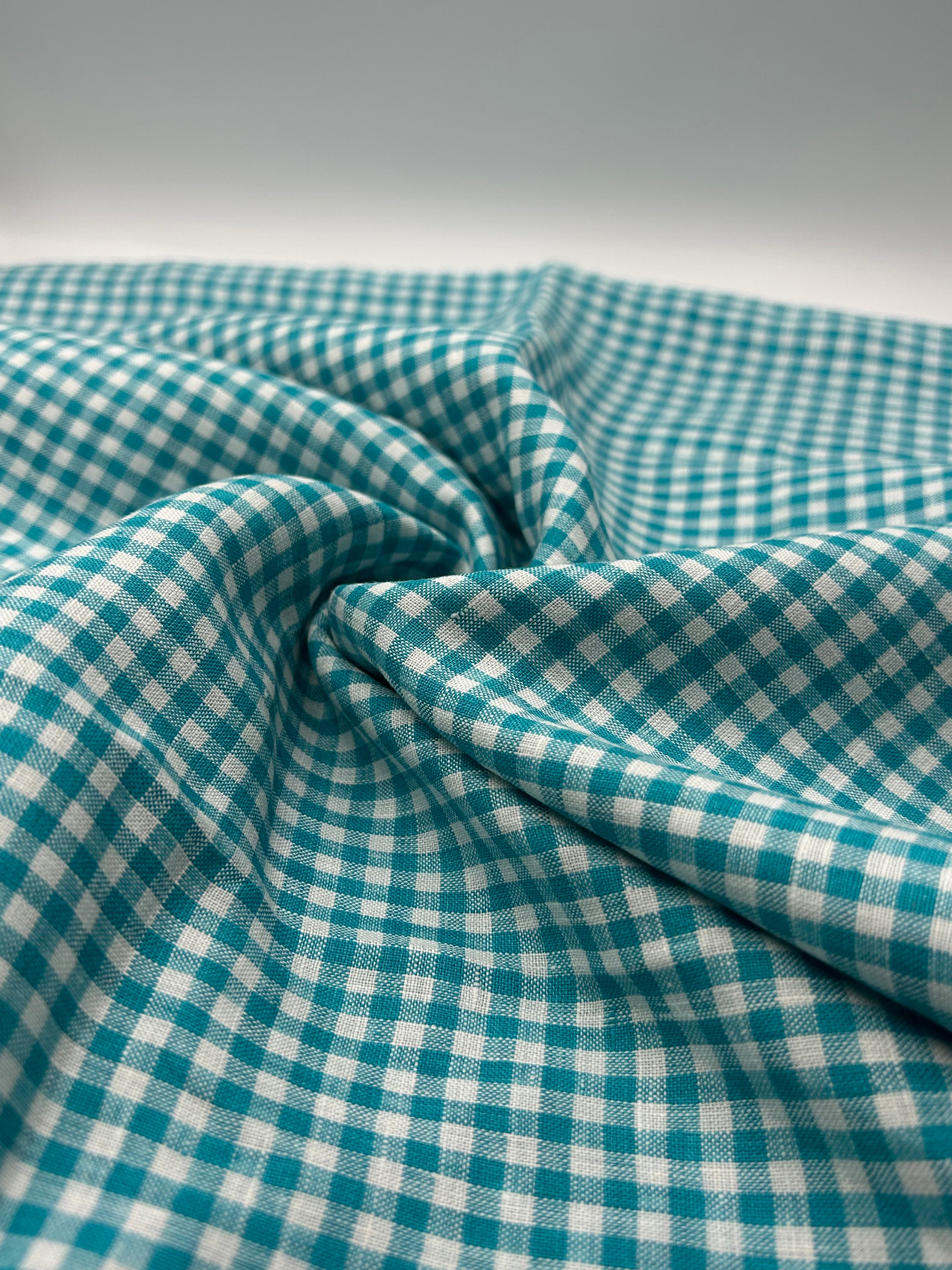 %100 Keten Kumaş - Kareli