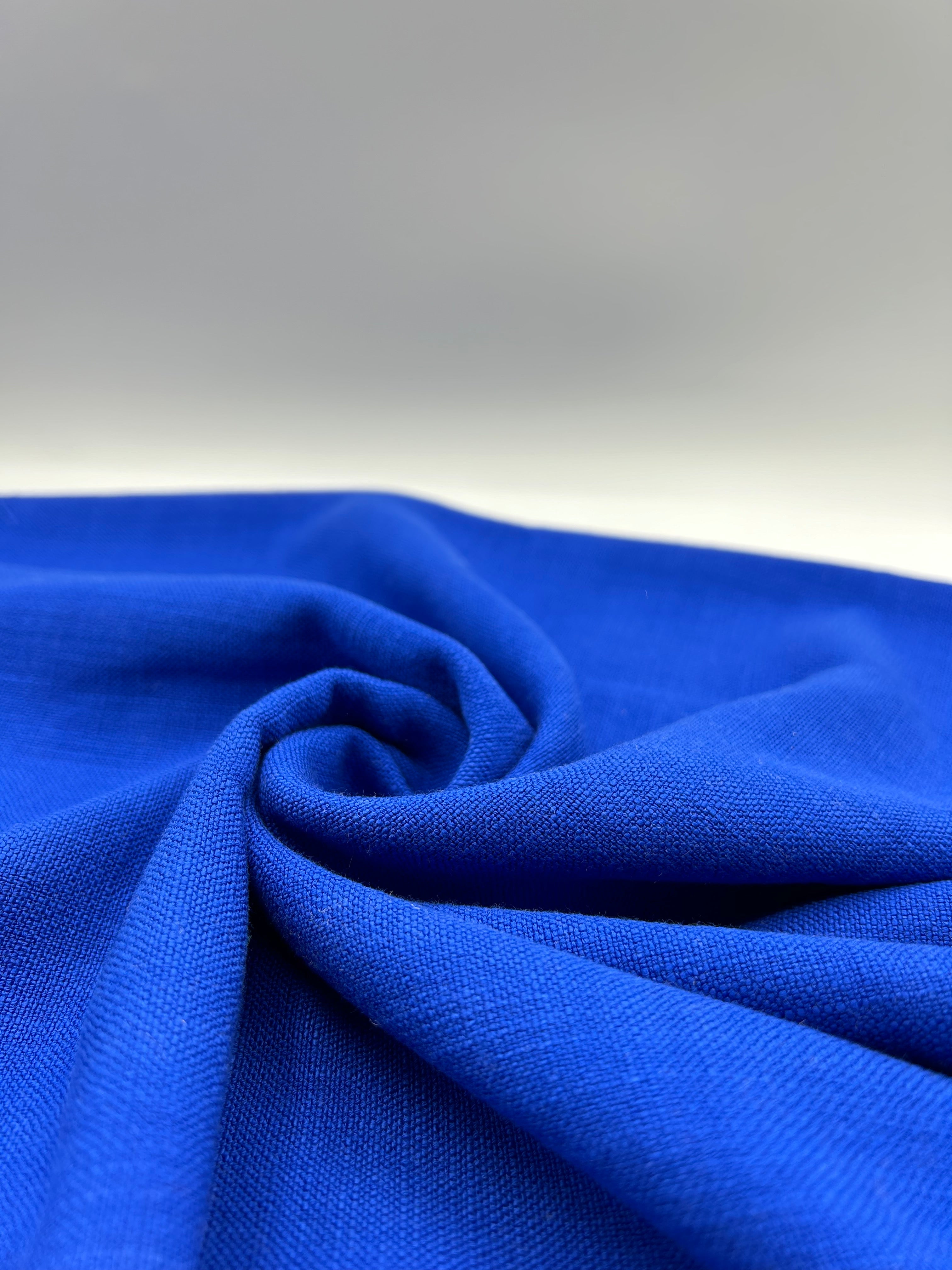 Viskon Keten Kumaş - Saks Mavi