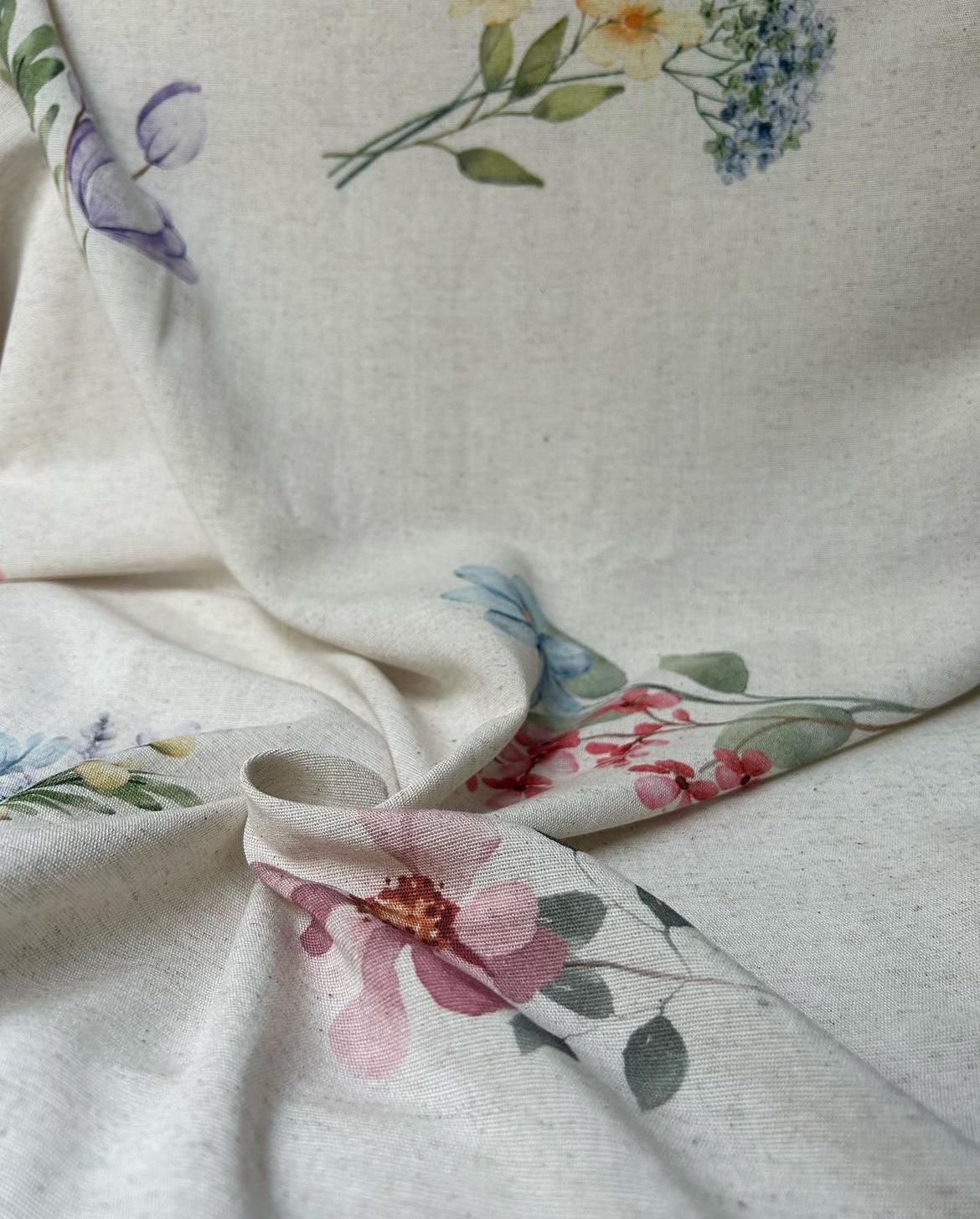 Viskon Keten Kumaş - Desenli