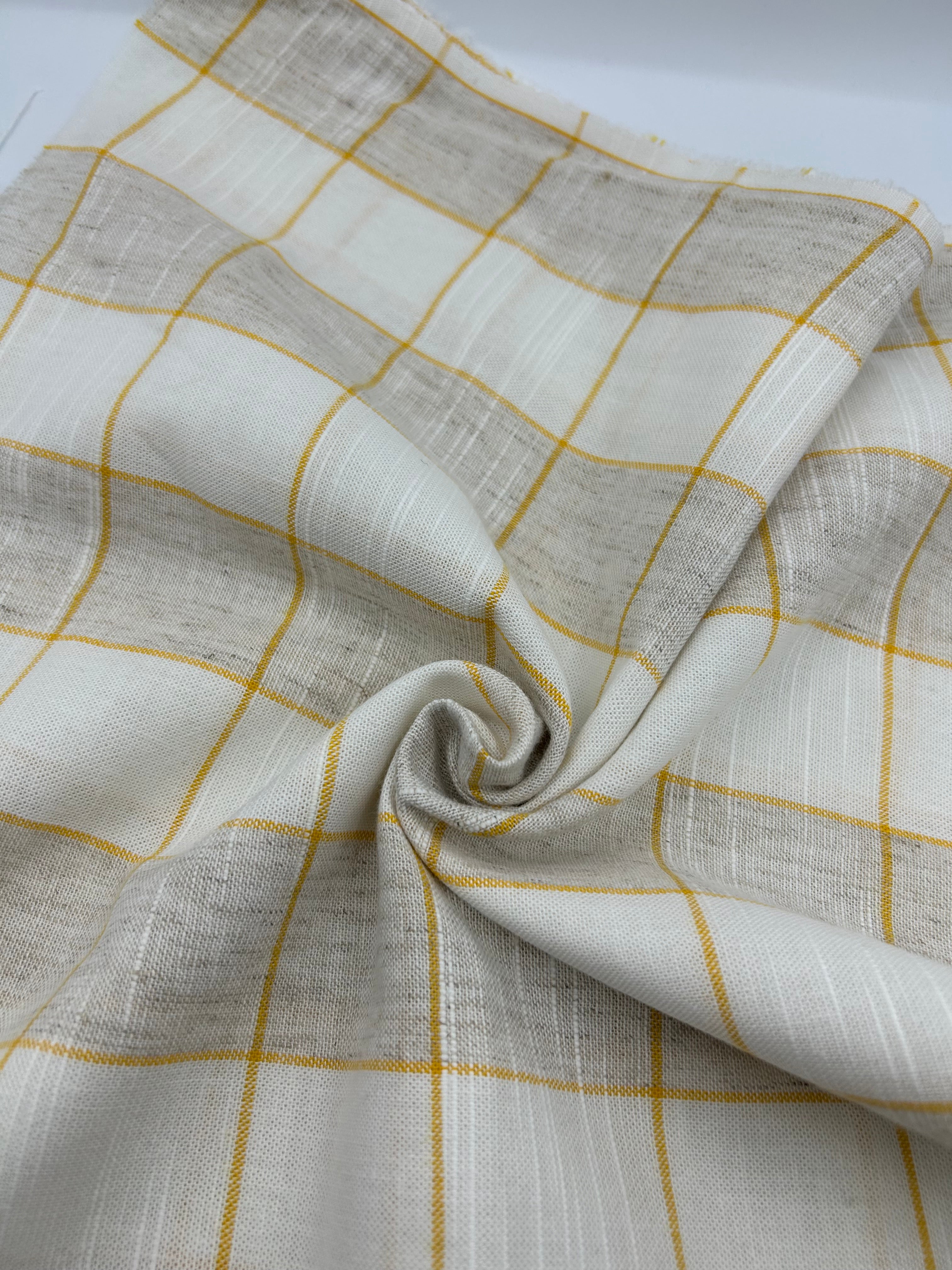 Pamuk Keten Kumaş - Kareli