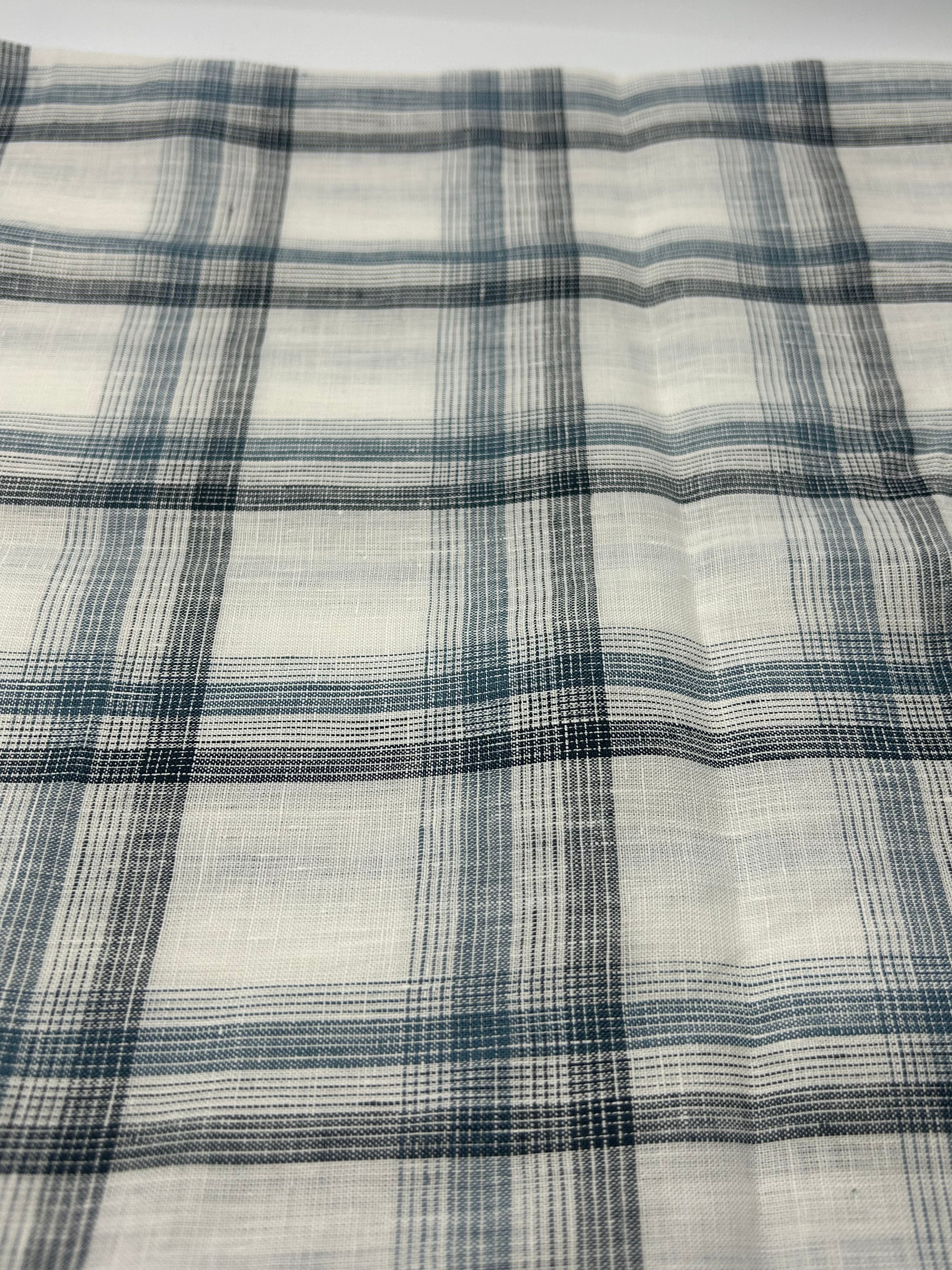 %100 Keten Kumaş - Etnik Kareli