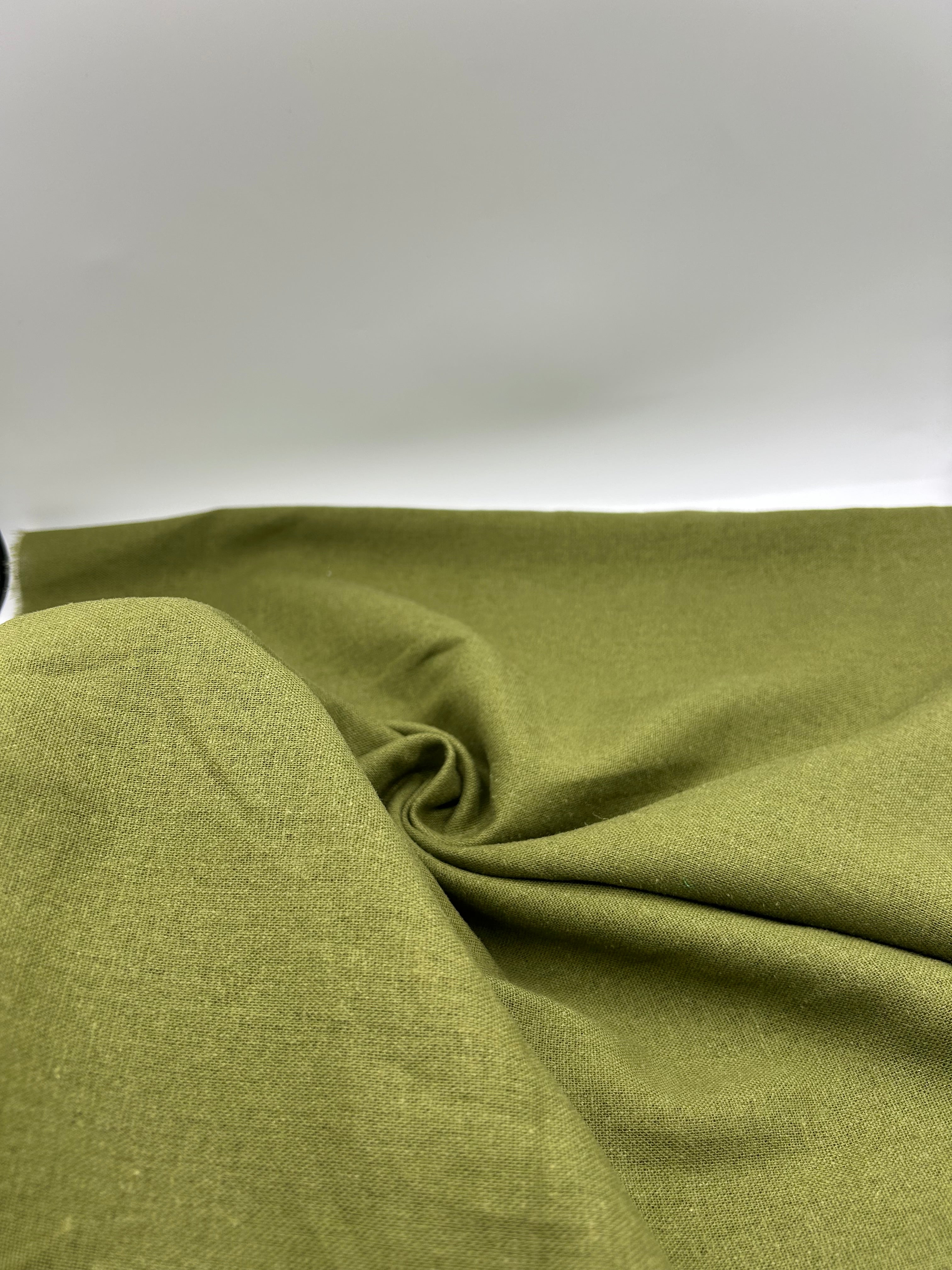 Viskon Keten Kumaş - Yağ Yeşil