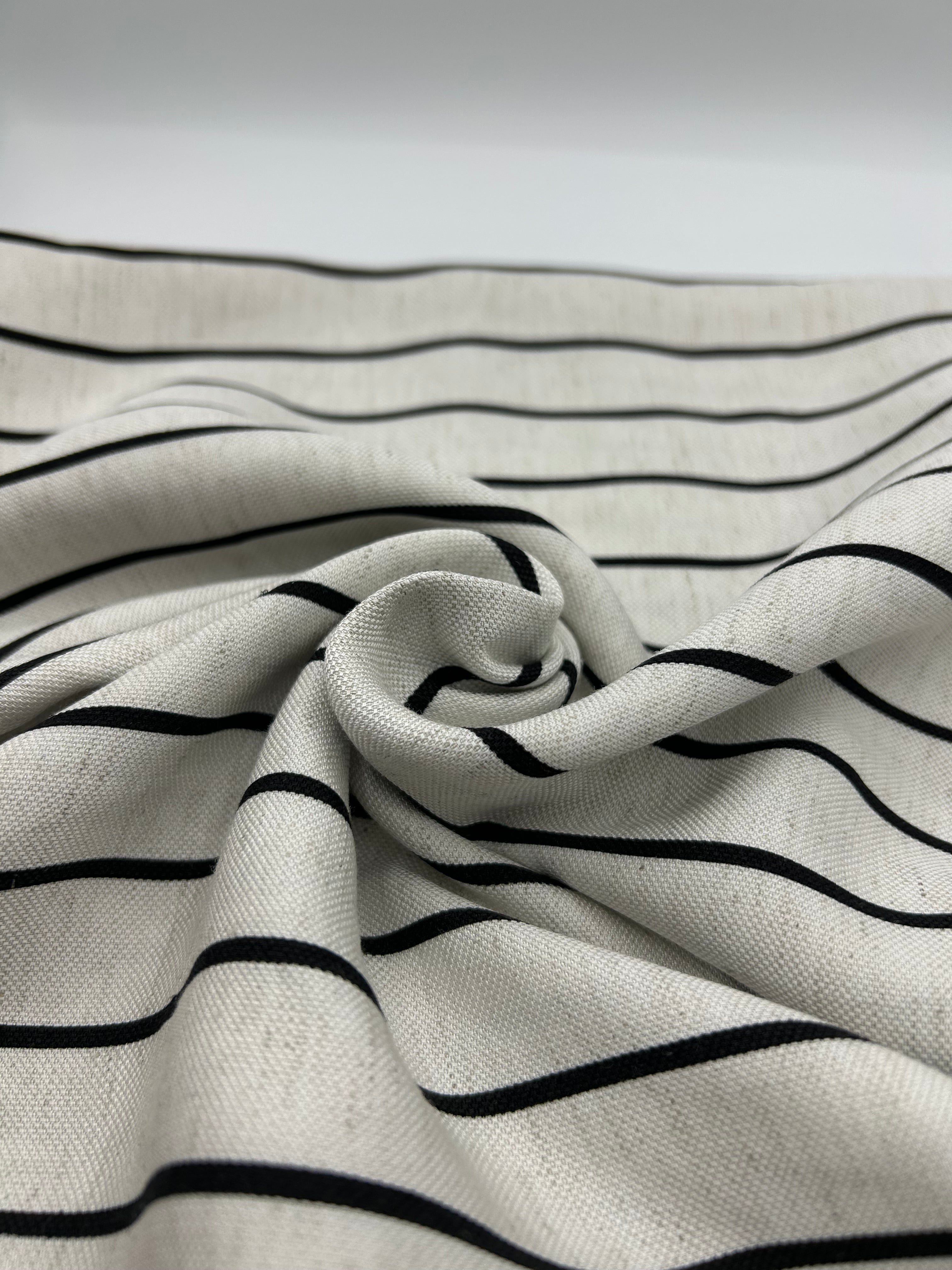 Viskon Keten Kumaş - Çizgili