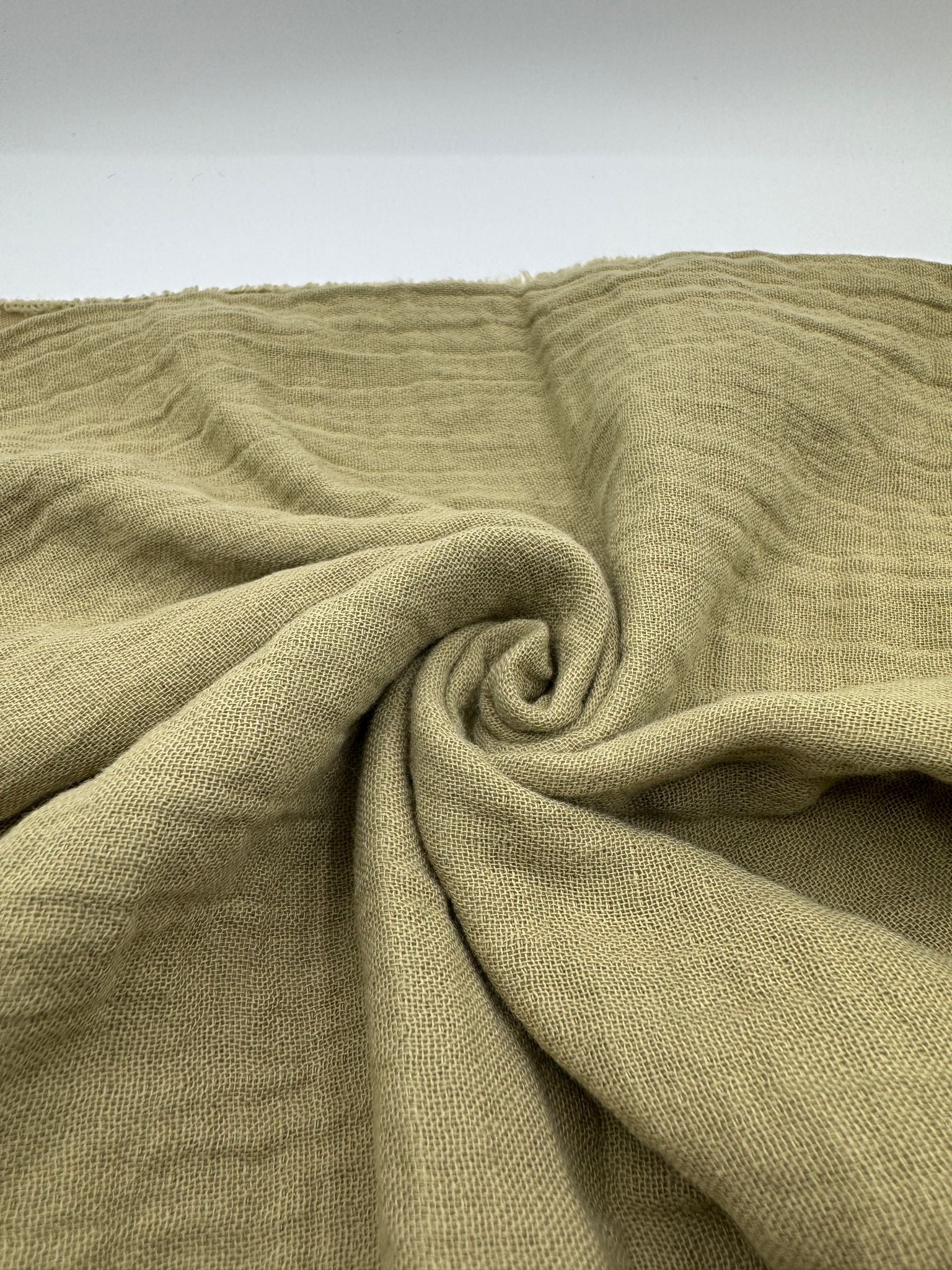 2 Katlı Müslin Kumaş - Yağ Yeşil