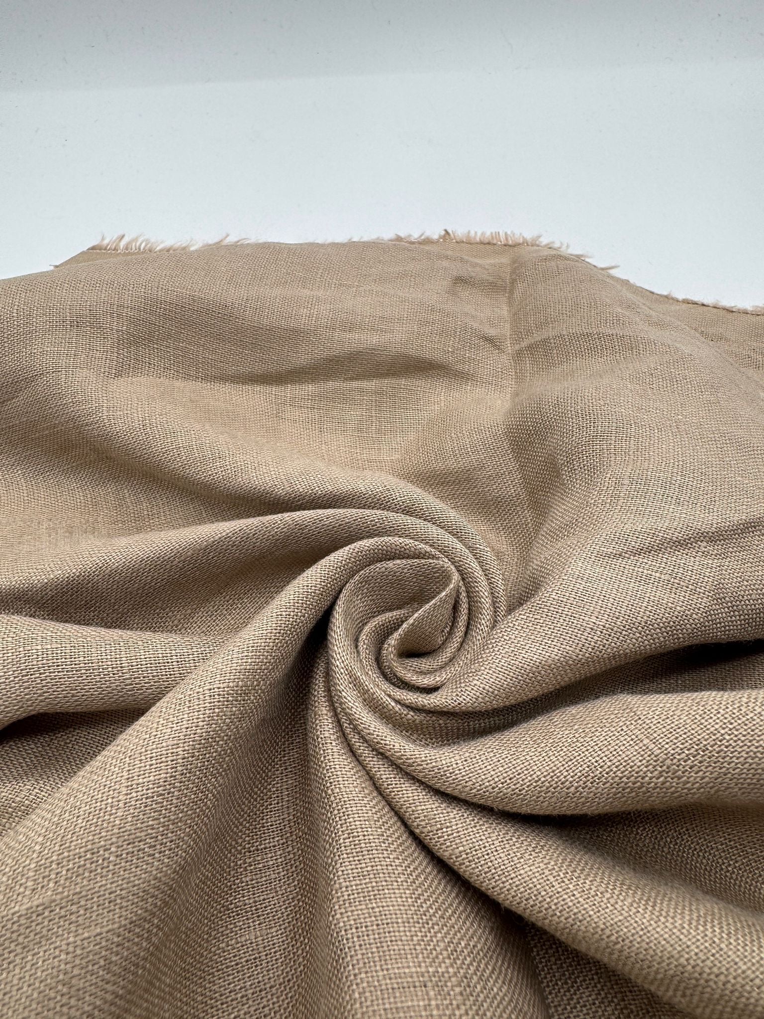%100 Keten Kumaş – Karamel