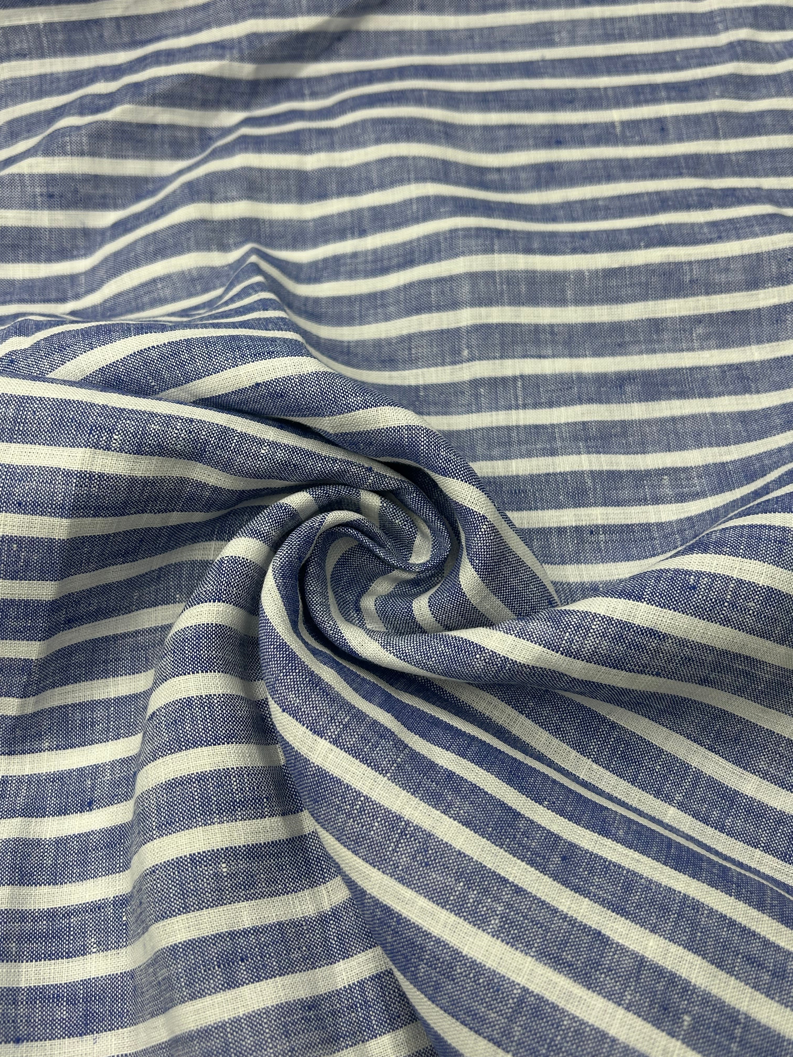 %100 Keten Kumaş - Laci Çizgili