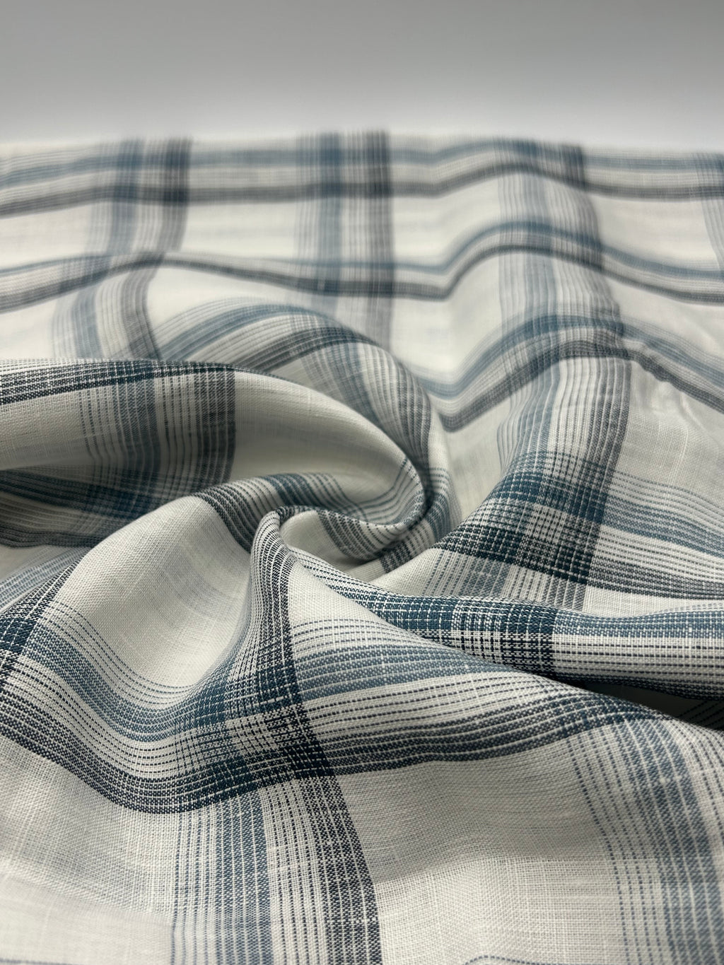 %100 Keten Kumaş - Etnik Kareli