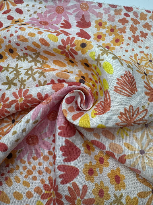 %100 Keten Kumaş - Desenli