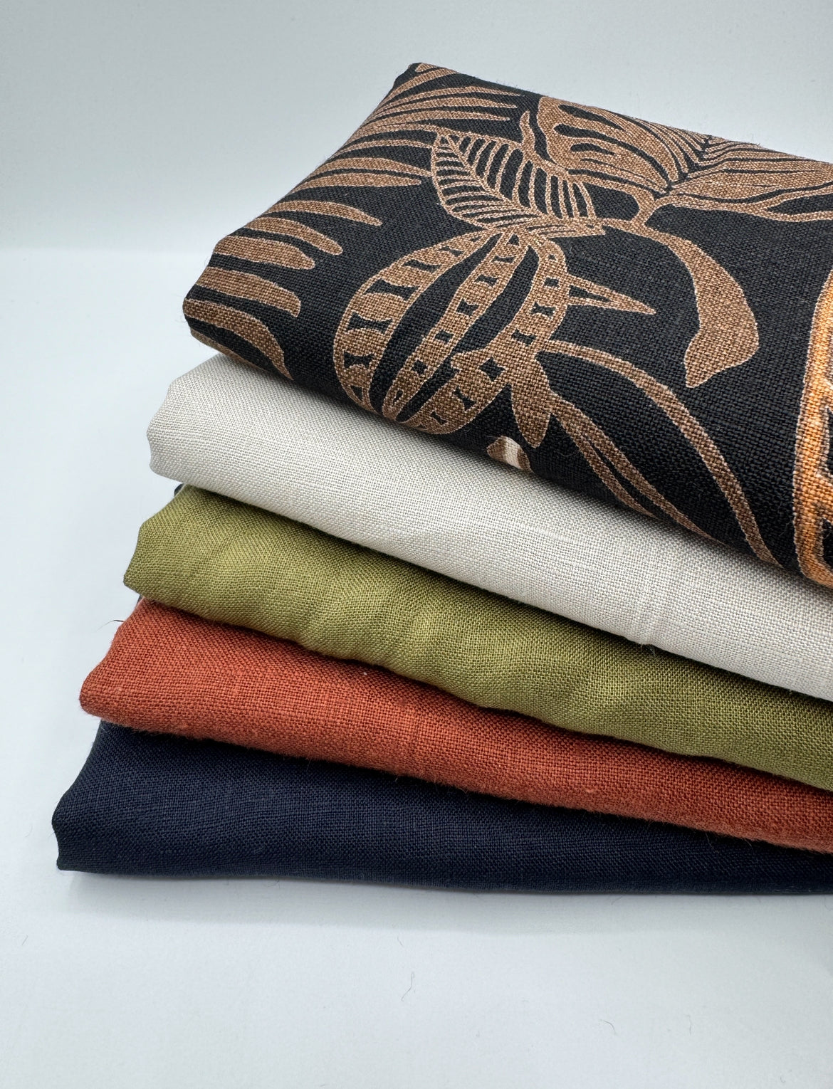 %100 Ham Keten Kumaş - Lacivert