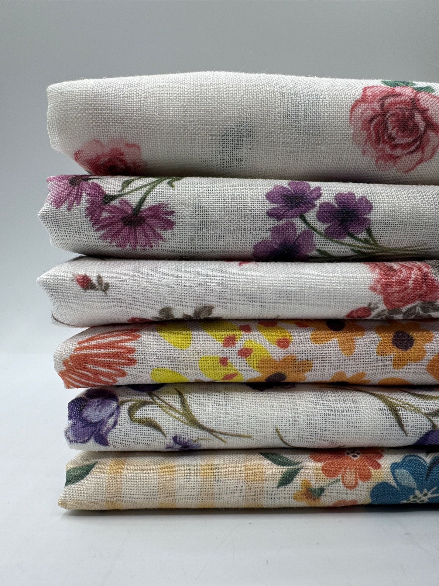 %100 Keten Kumaş - Desenli