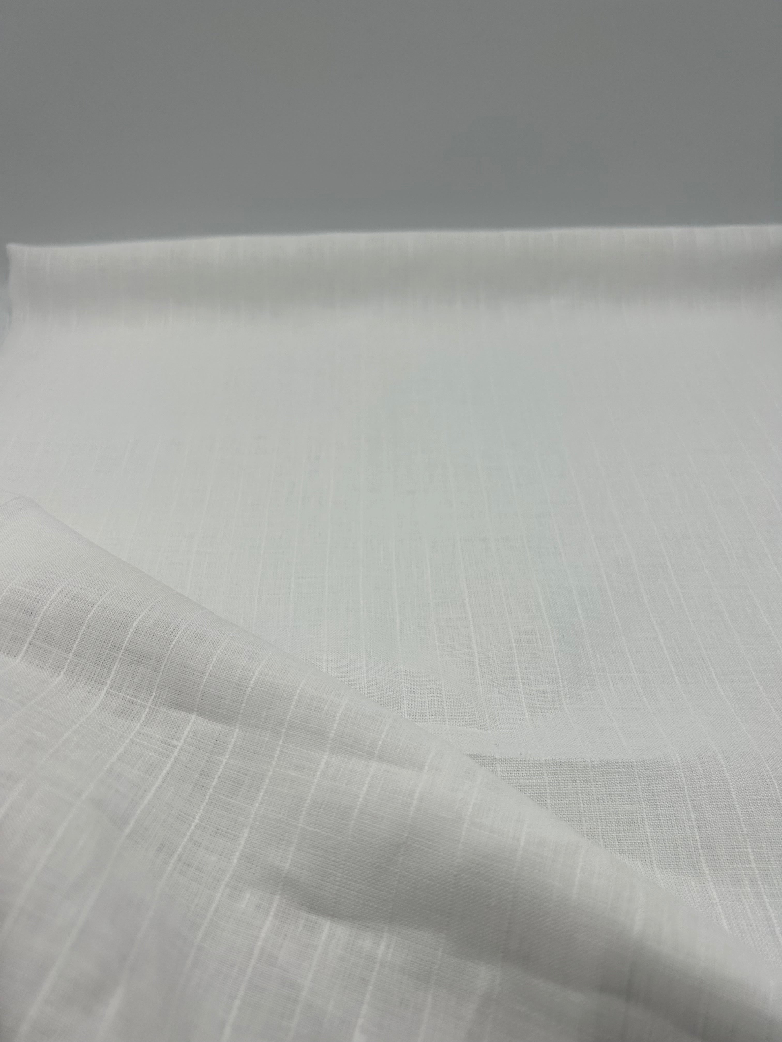 %100 Keten Kumaş – Beyaz Çizgili