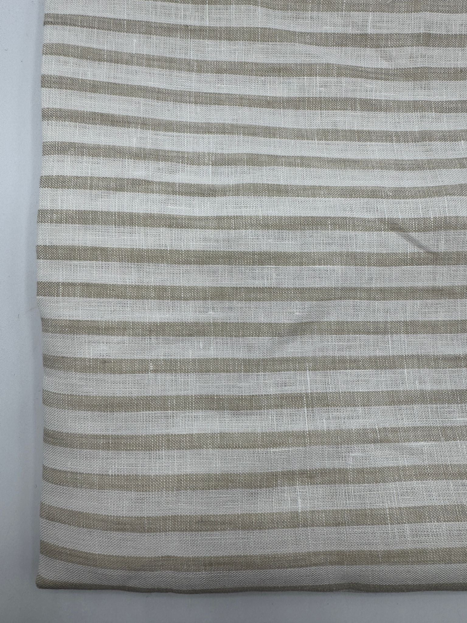 %100 Keten Kumaş - Natural Çizgili