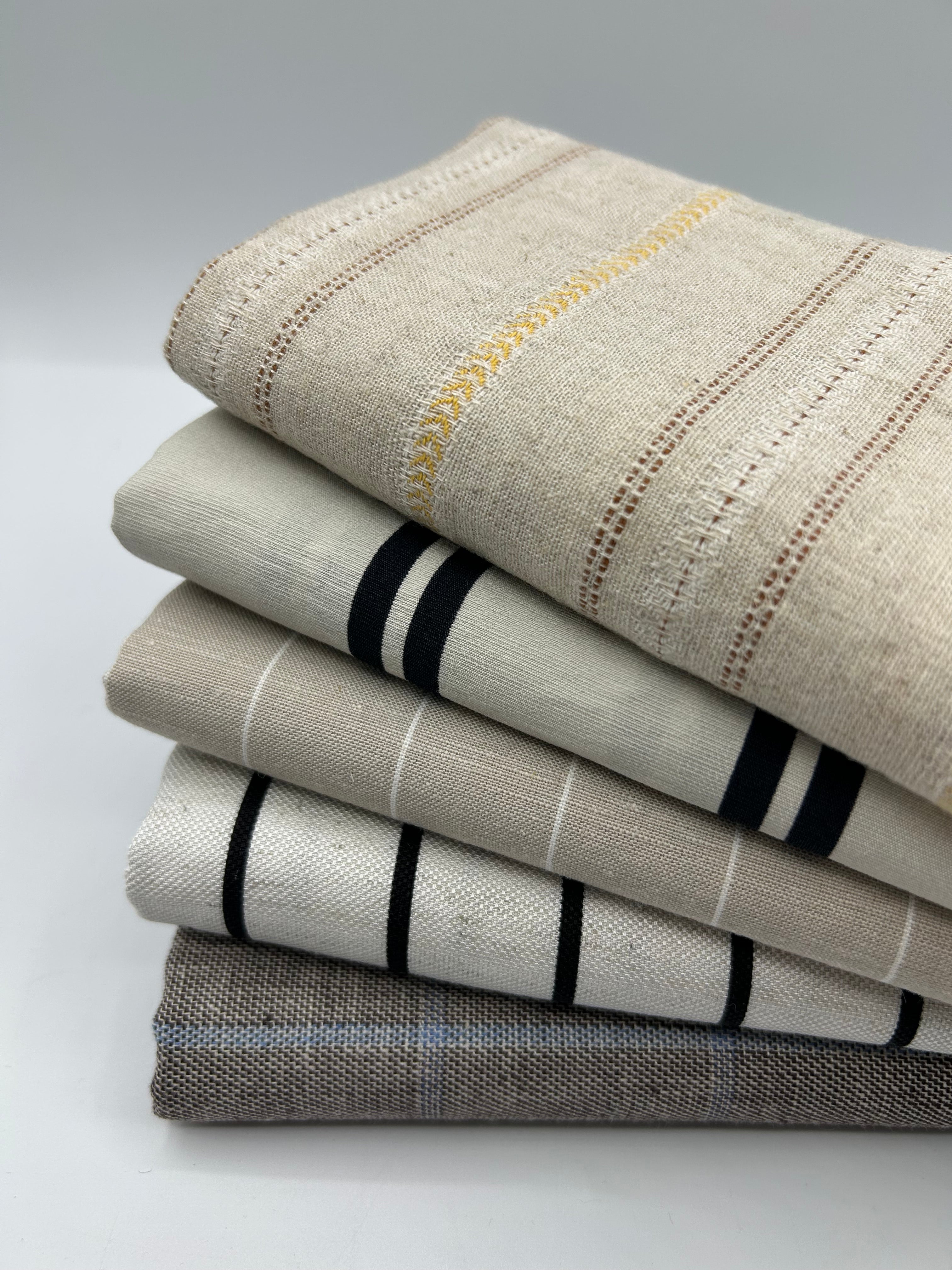 Viskon Keten Kumaş - Çizgili