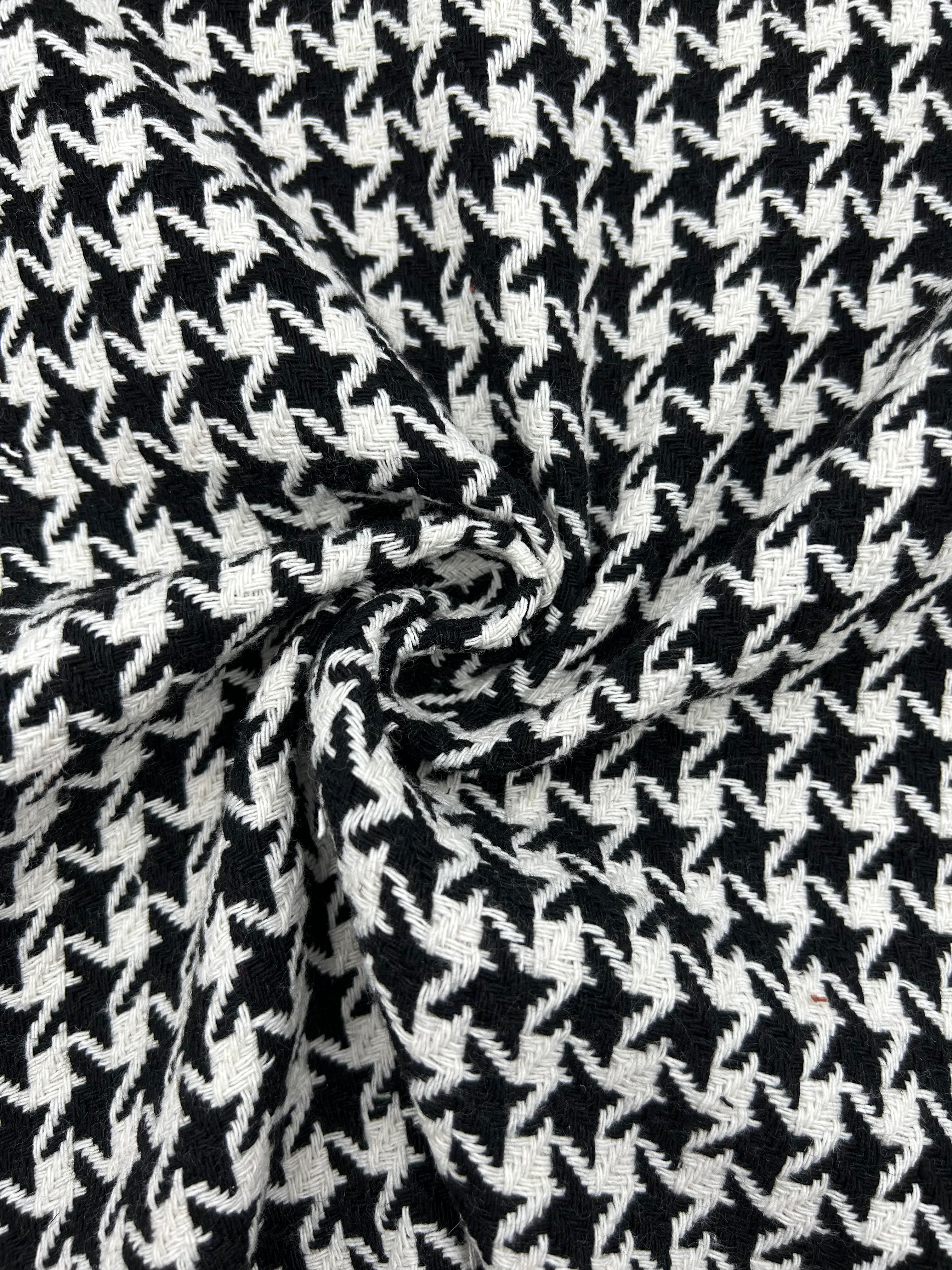 Kaşe Kumaş Kazayağı - Siyah-Beyaz