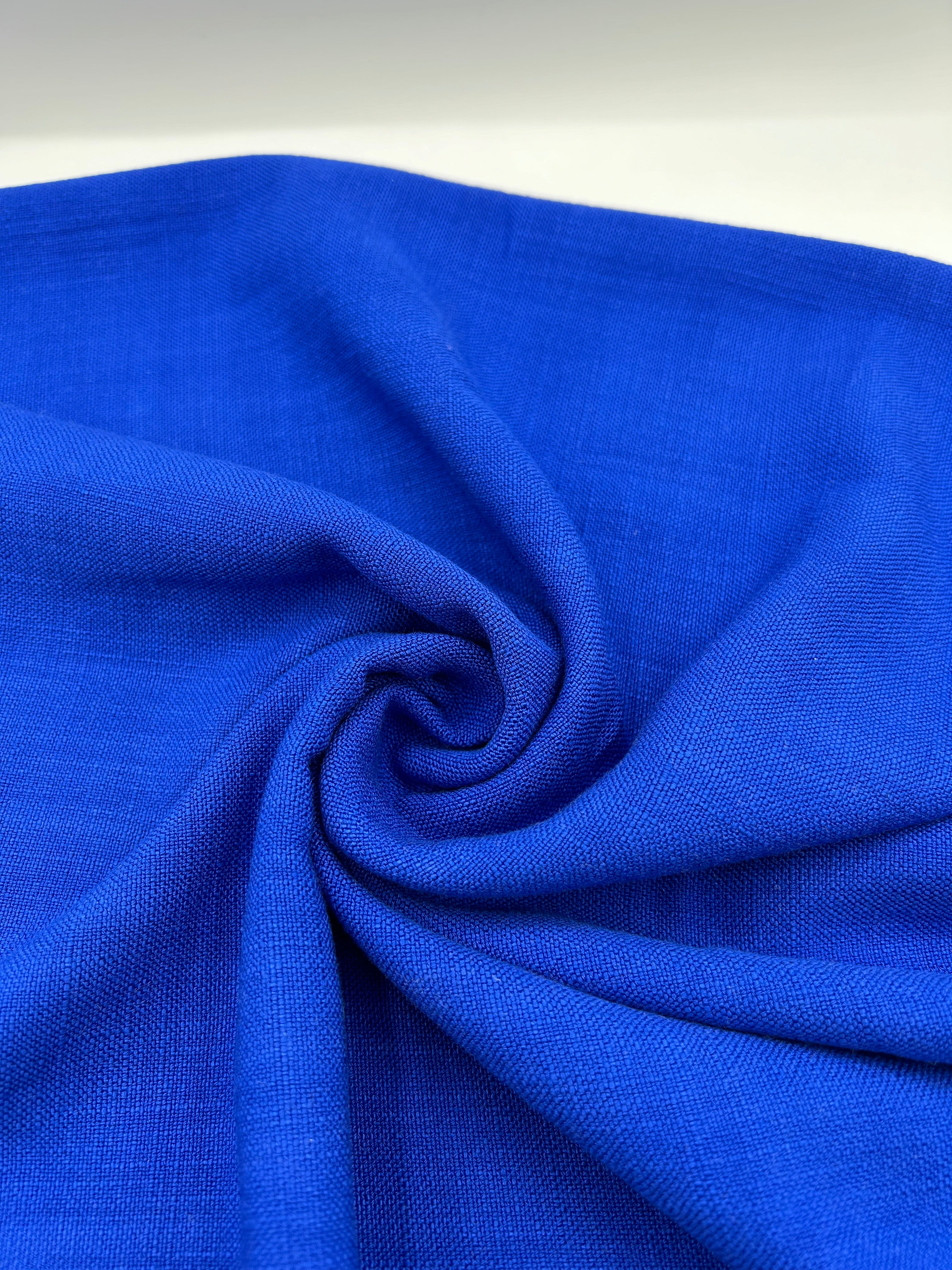 Viskon Keten Kumaş - Saks Mavi