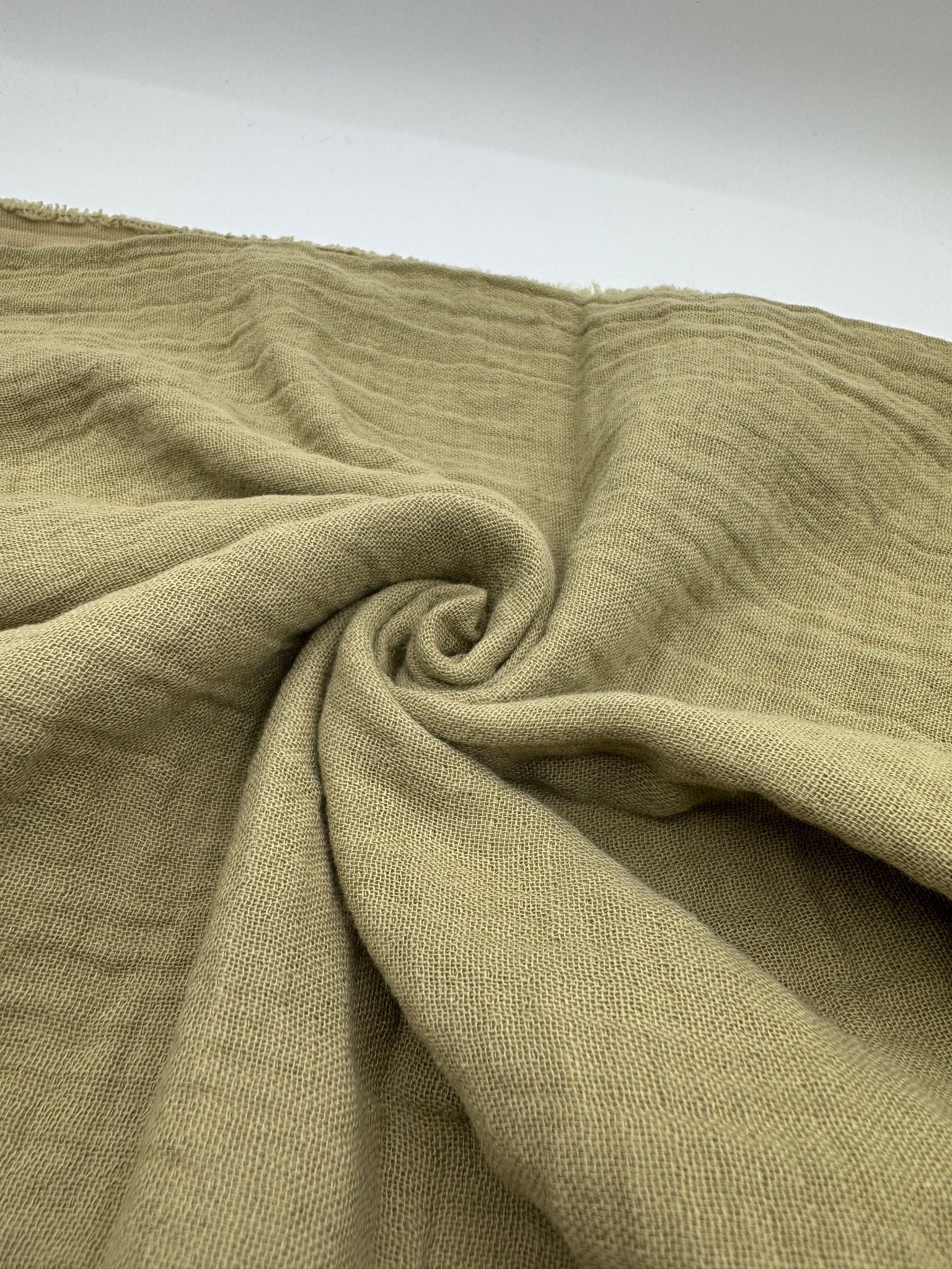 2 Katlı Müslin Kumaş - Yağ Yeşil