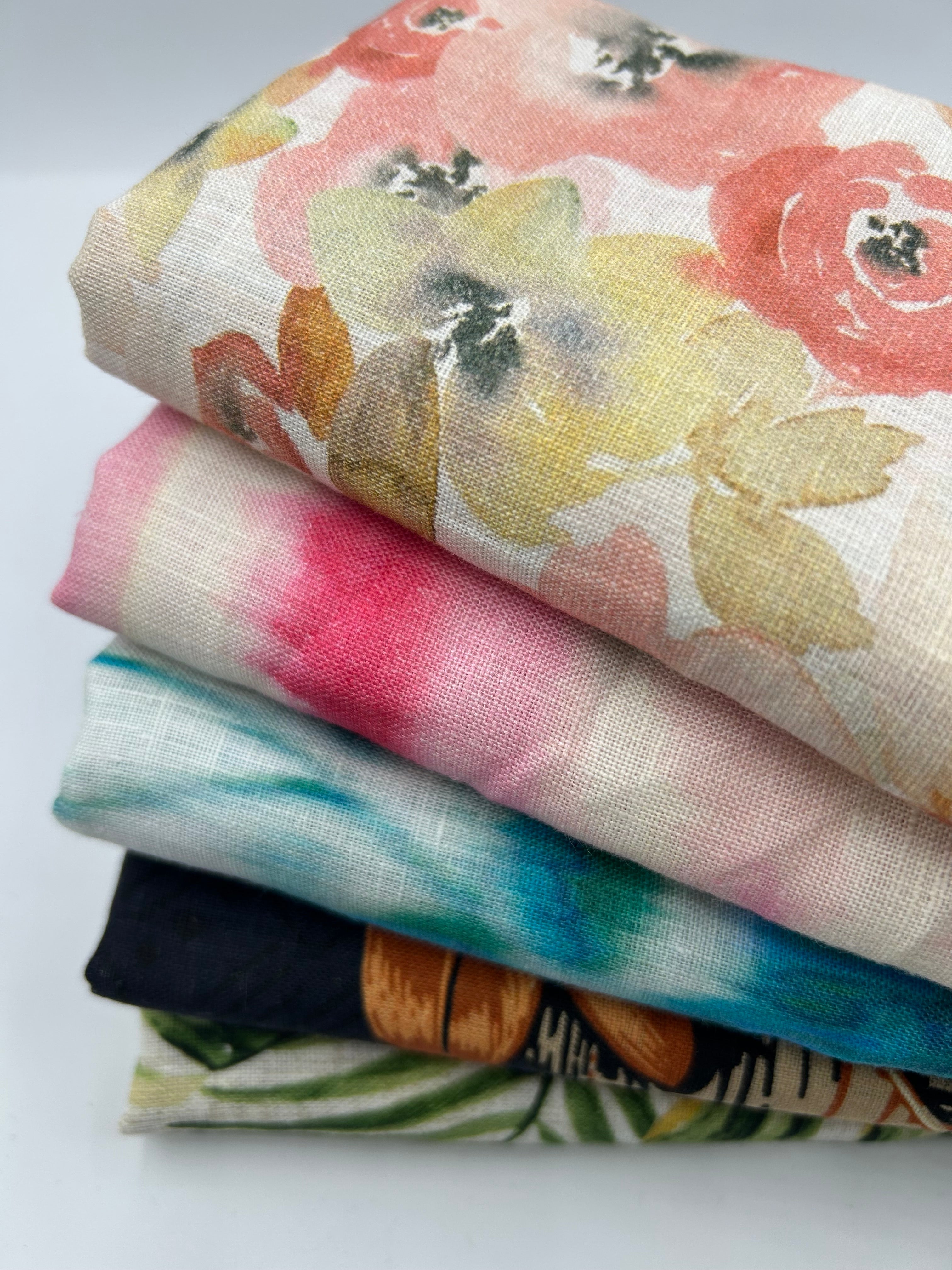 %100 Keten Kumaş - Desenli