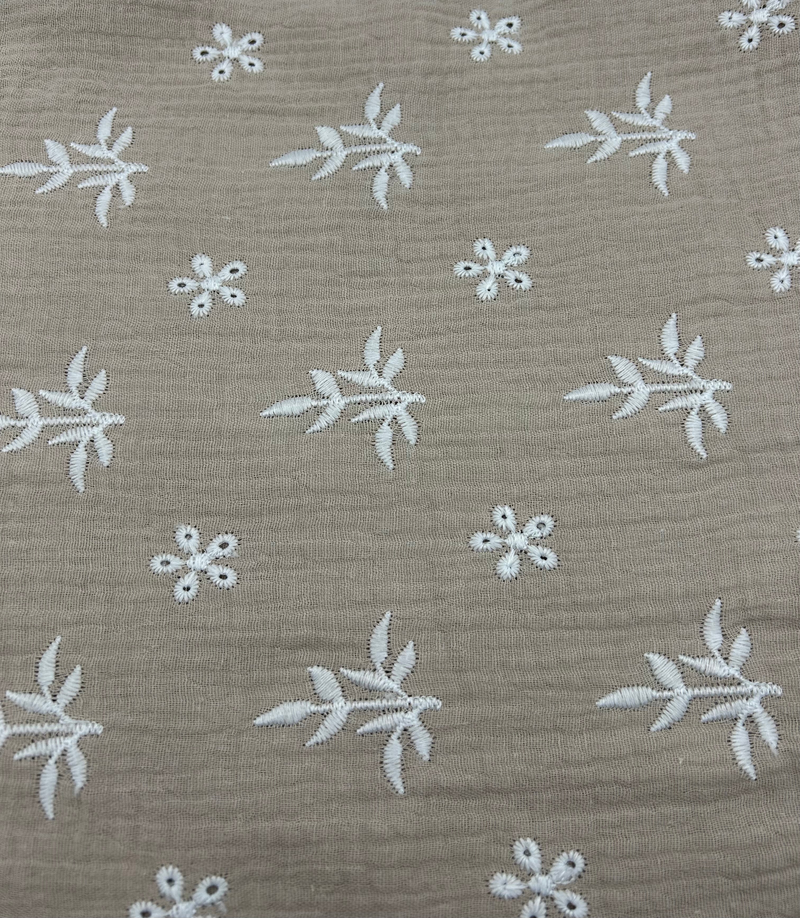 2 Kat Müslin Kumaş - Bej Nakışlı