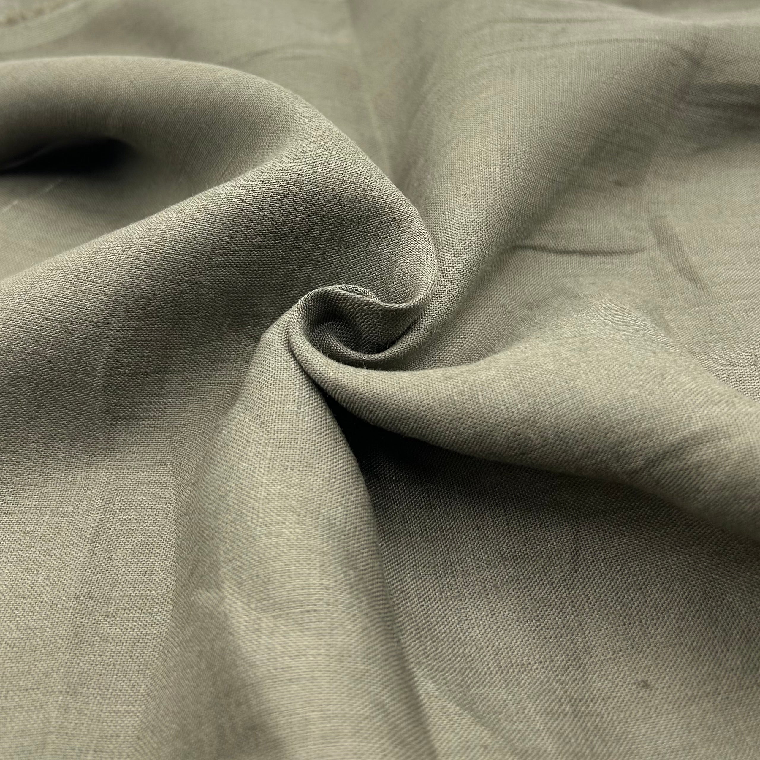 %100 Keten Kumaş - Haki