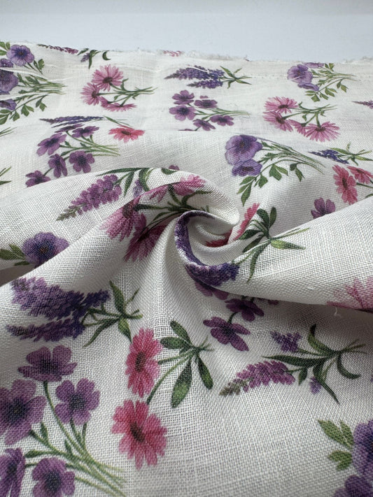 %100 Keten Kumaş - Desenli