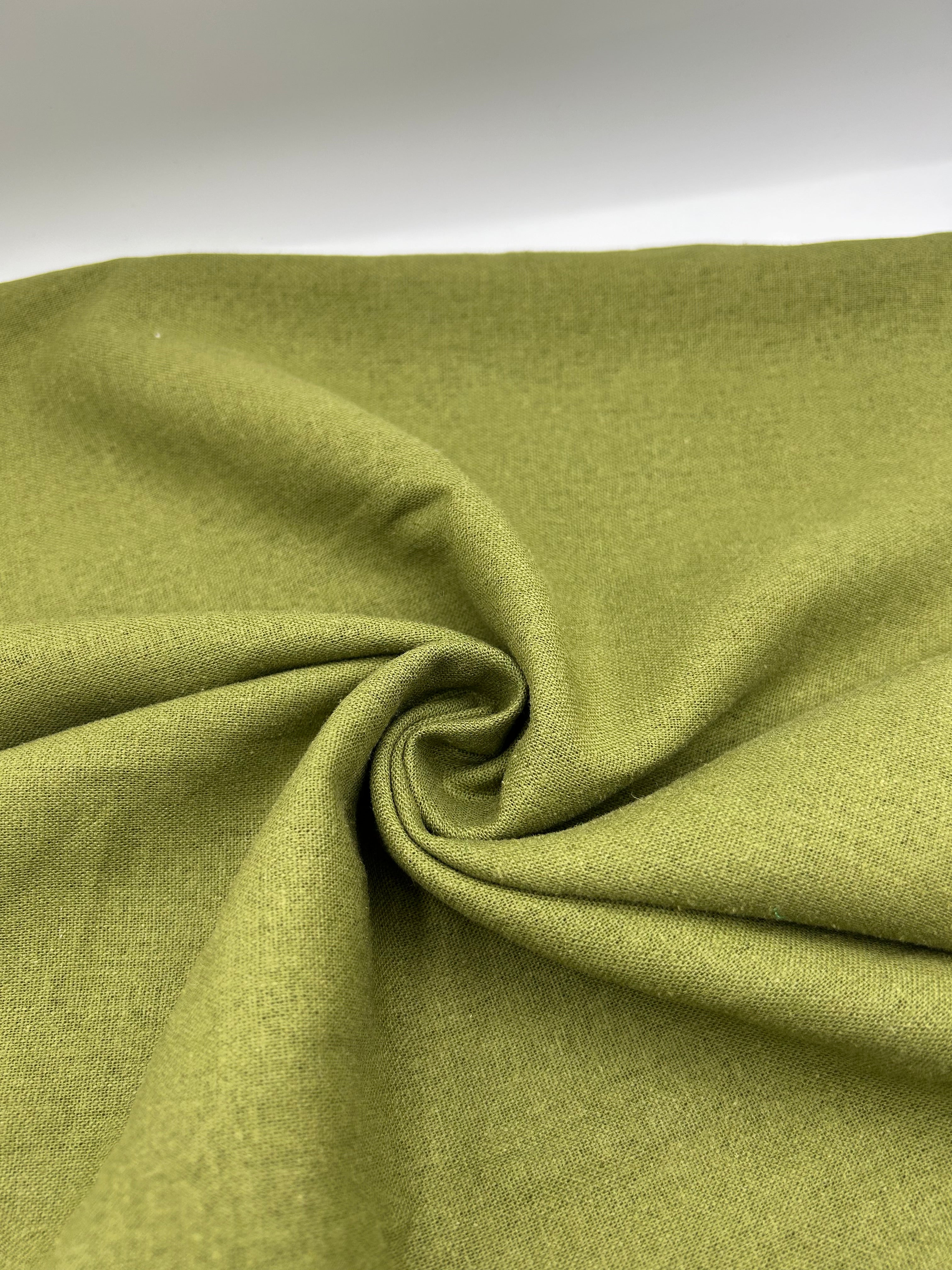 Viskon Keten Kumaş - Yağ Yeşil
