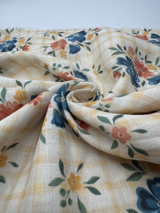 %100 Keten Kumaş - Desenli