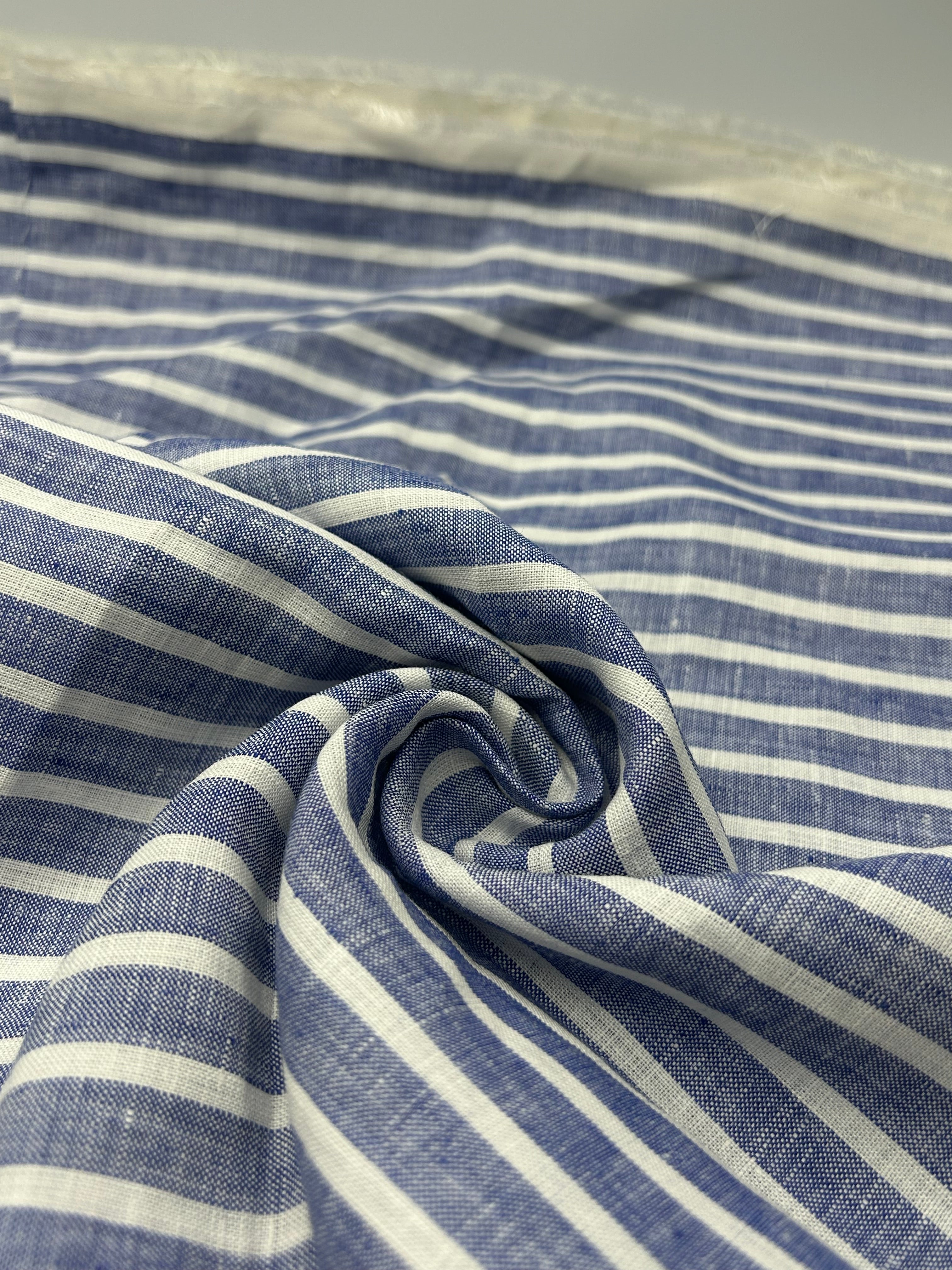 %100 Keten Kumaş - Laci Çizgili