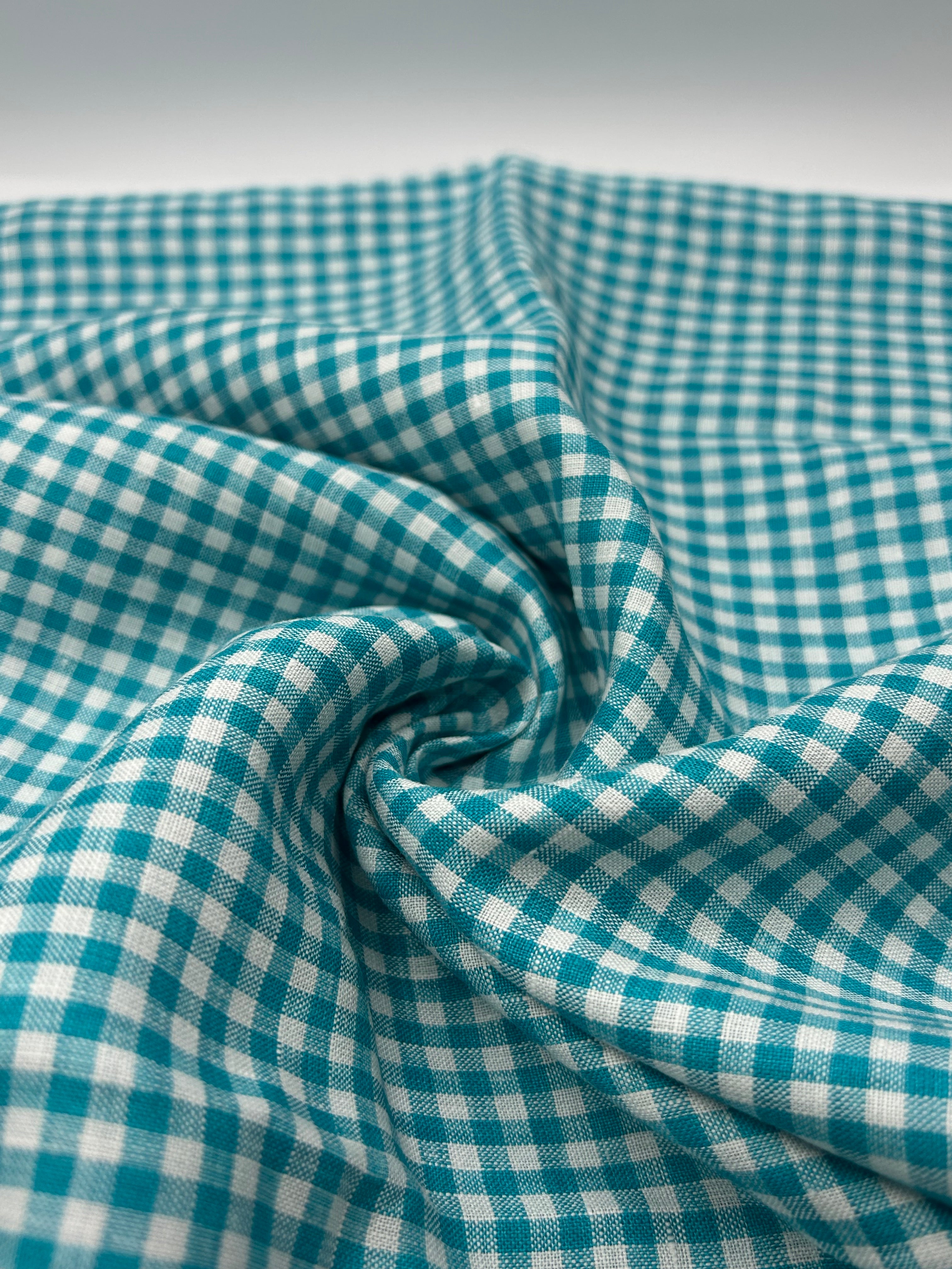 %100 Keten Kumaş - Kareli