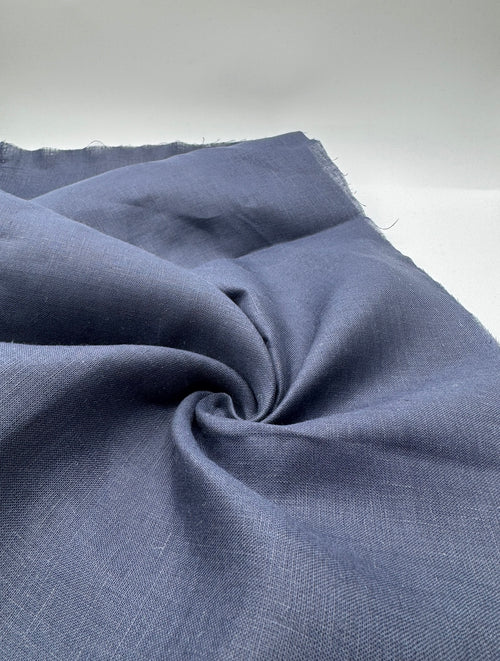 %100 Ham Keten Kumaş - Lacivert