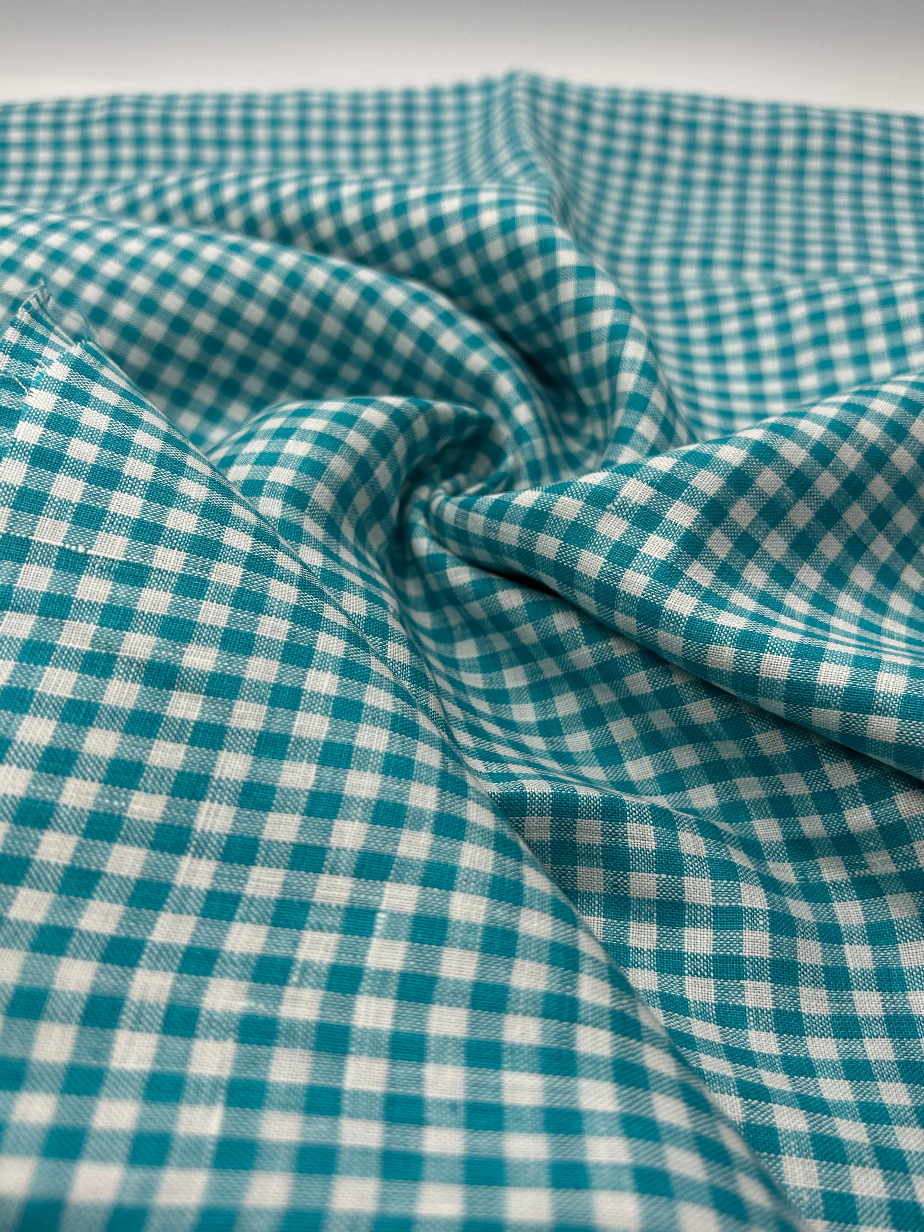 %100 Keten Kumaş - Kareli