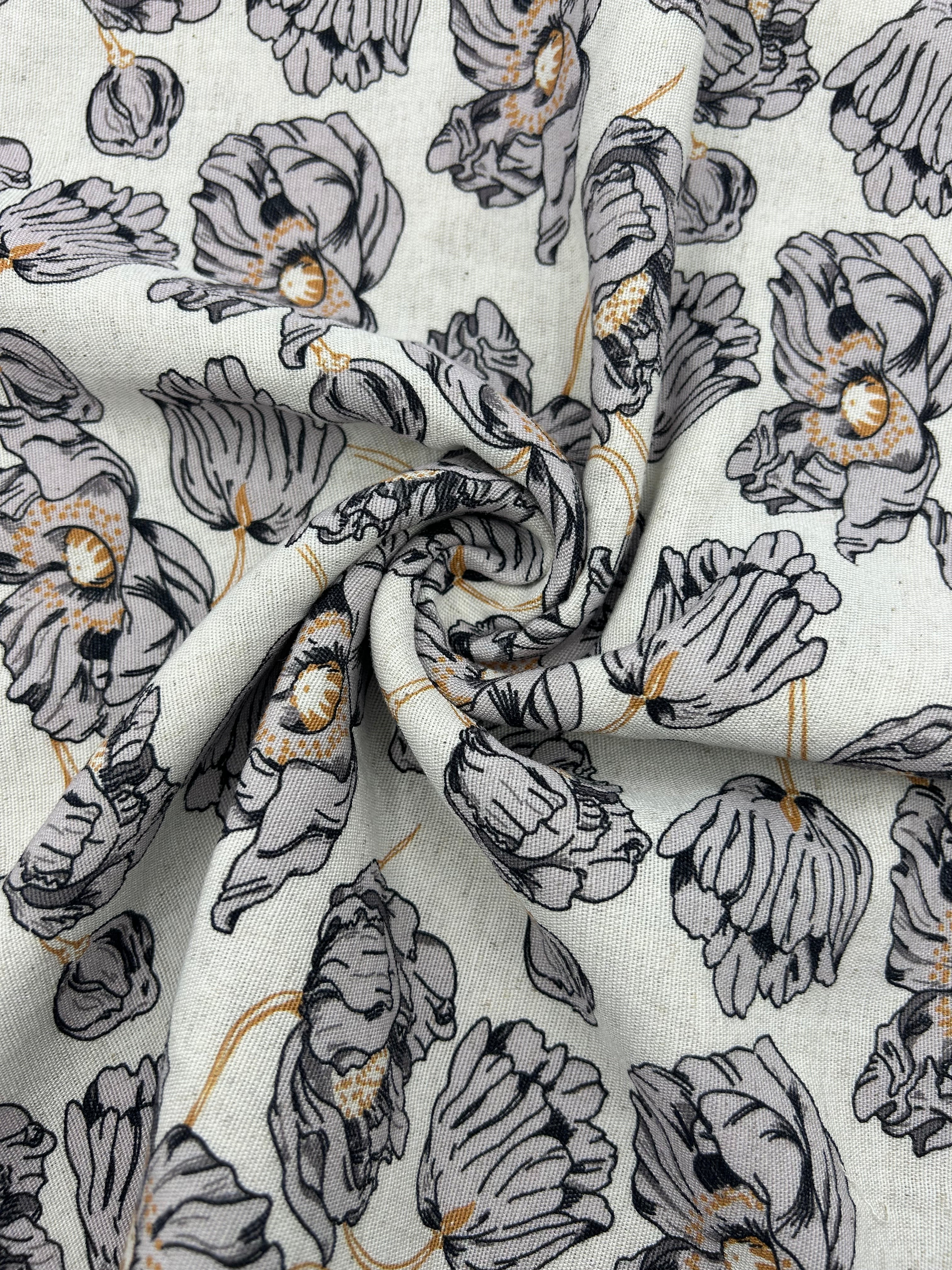 Pamuk Keten Kumaş- Desenli