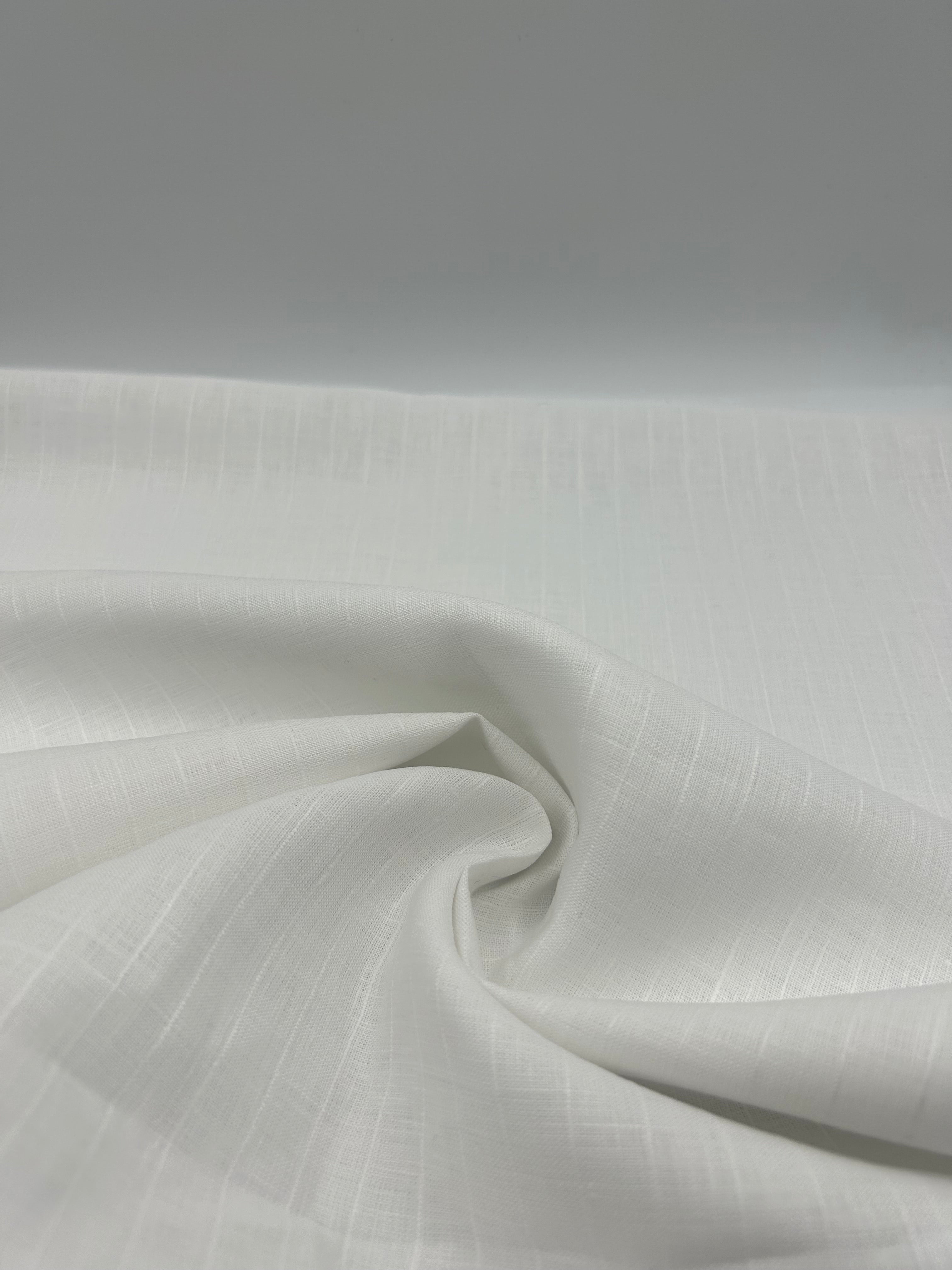 %100 Keten Kumaş – Beyaz Çizgili