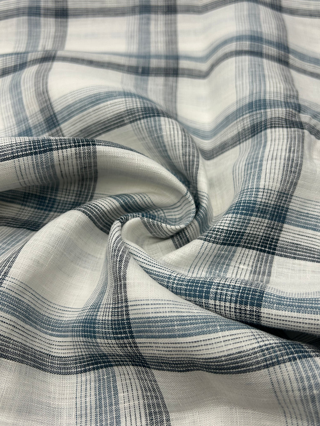 %100 Keten Kumaş - Etnik Kareli