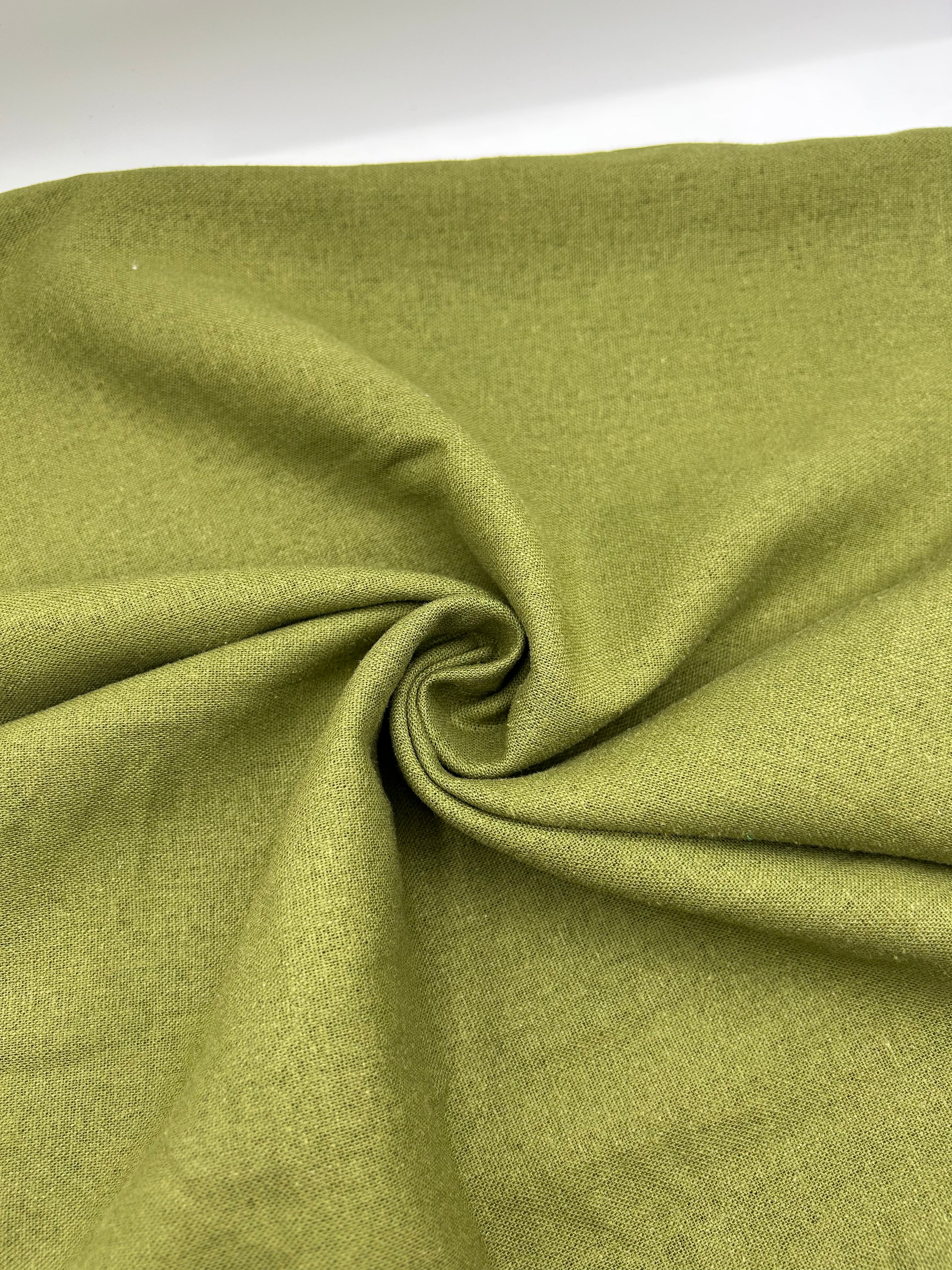 Viskon Keten Kumaş - Yağ Yeşil