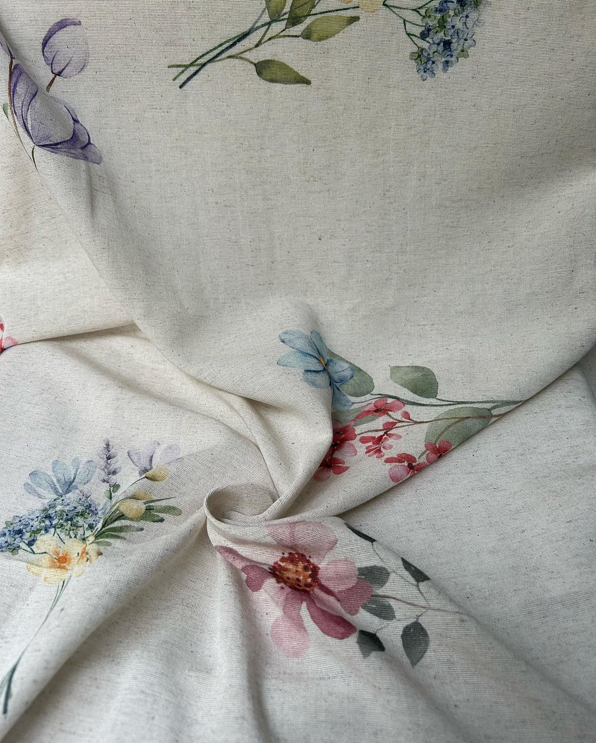 Viskon Keten Kumaş - Desenli