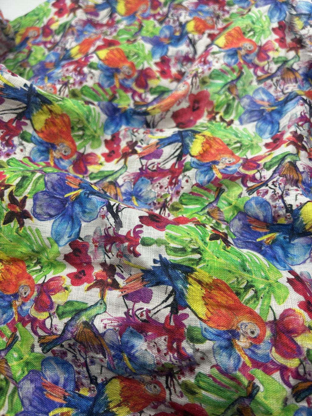 %100 Keten Kumaş - Flowers Desenli