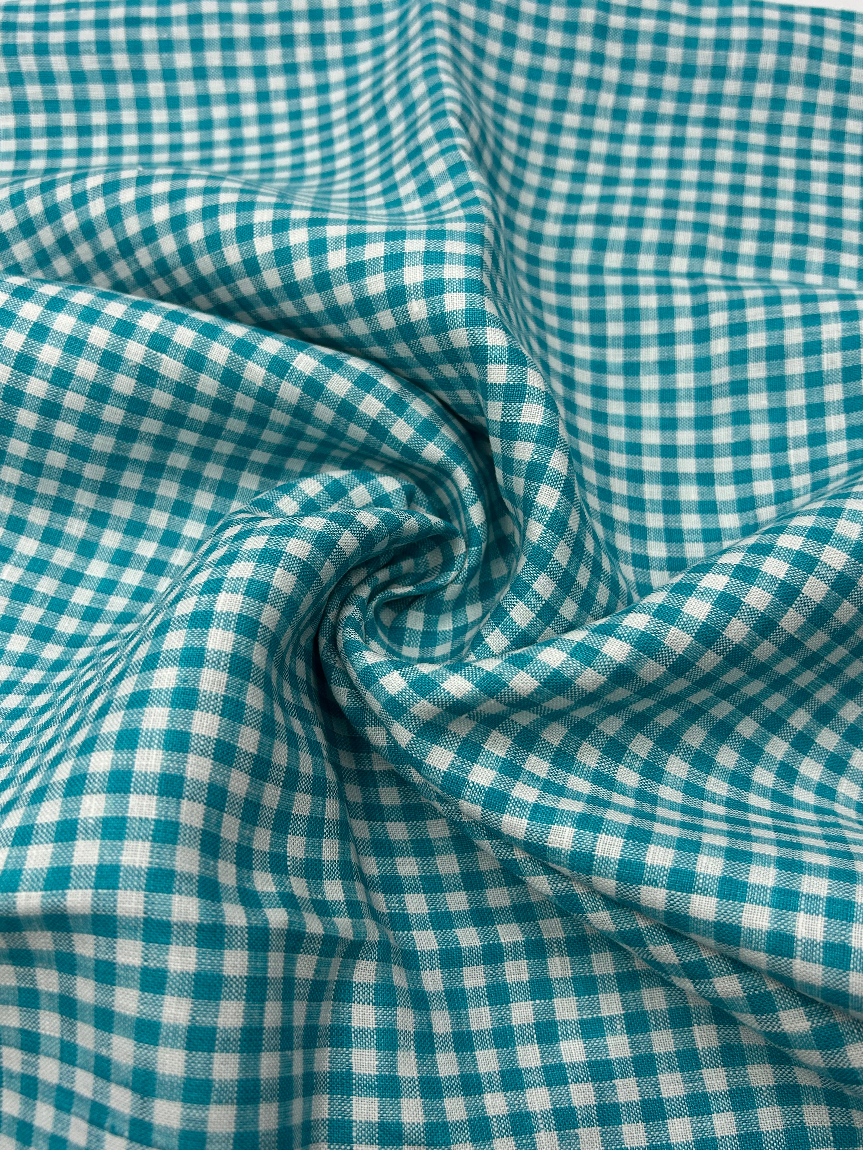 %100 Keten Kumaş - Kareli