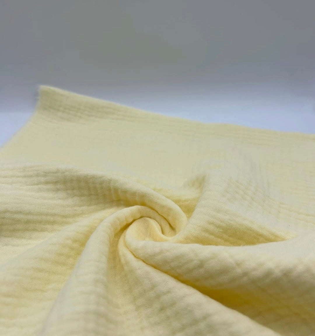 2 Katlı Müslin Kumaş - Sarı ( Butter Yellow )